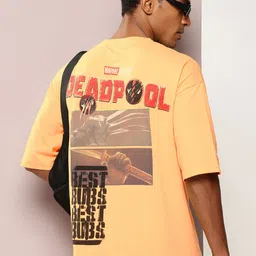 Kook N Keech Marvel Men Deadpool Printed Drop-Shoulder Sleeves Oversized T-shirt-picture-34