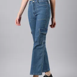 showoffff SHOWOFF Blue Denim Mid Rise Cargo Jeans image 3