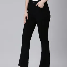 showoffff SHOWOFF Black Denim Bootcut Mid Rise Jeans image 3