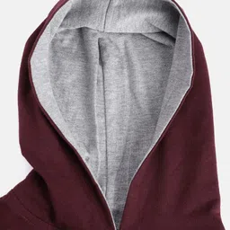 CHIMPRALA Kids Maroon & Pink Typography Print Cotton Hooded Antimicrobial Sweatshirt image 2