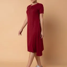 showoffff SHOWOFF Maroon Textured A Line Dress image 3