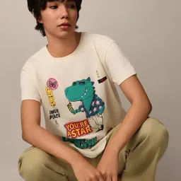 Only Cream Cotton Graphic Print T-Shirt-image-11