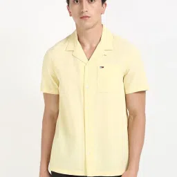 TOMMY HILFIGER Yellow Cotton Regular fit Solid Shirt image 1
