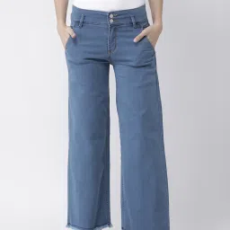 KASSUALLY Blue Cotton Relaxed Fit Mid Rise Jeans image 1