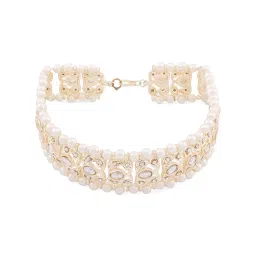 Zaveri Pearls Gold Tone Dazzling Kundan & Pearls Embellished Bridal Head Chain-ZPFK13823 image 3