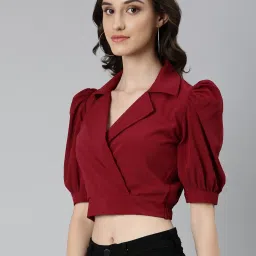 showoffff SHOWOFF Maroon Regular Fit Crop Top image 3