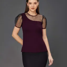 Miss Chase Purple Self Pattern Top image 1