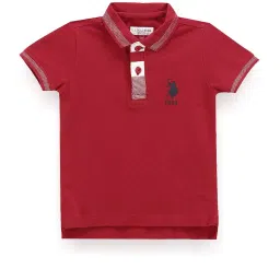 U.S. Polo Assn. Kids Red Solid Polo T-Shirt image 1