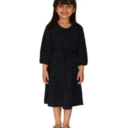 LilPicks Kids Navy Embellished Dress-image-62