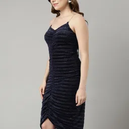 showoffff SHOWOFF Navy Self Design Bodycon Dress image 3