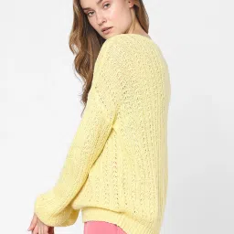 Vero Moda Yellow Self Design Sweater image 3