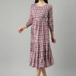 showoffff SHOWOFF Mauve Floral Print Midi Dress image 3