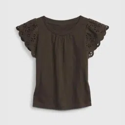 GAP Girls Brown Cotton Solid Top-picture-42