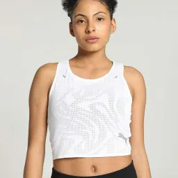 Puma White Self Pattern Sports Cropped Tank Top image 1