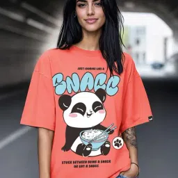 Bewakoof Pink Oversized Graphic T-Shirt-picture-14