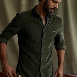 ANDAMEN Olive Regular Fit Corduroy Shirt image 1