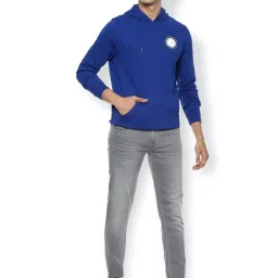 Van Heusen Blue Slim Fit Hooded SweatShirt image 5