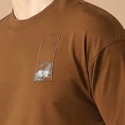 Peter England Brown Cotton Regular Fit T-Shirt image 4