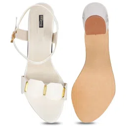 Shoetopia Women's White Ankle Strap Sandals image 3
