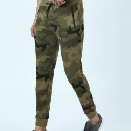 People by Pantaloons Green Cotton Regular Fit Camouflage Joggers image 3