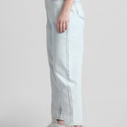 Only Light Blue Cotton Relaxed Fit Mid Rise Jeans image 3