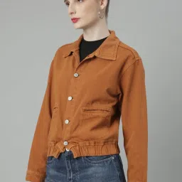 showoffff SHOWOFF Rust Regular Fit Denim Jacket image 3