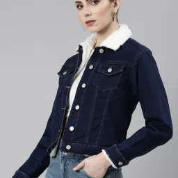showoffff SHOWOFF Navy Regular Fit Denim Jacket image 3