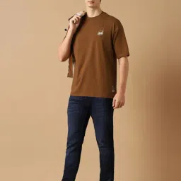 Peter England Brown Cotton Regular Fit T-Shirt image 5