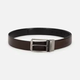 Van Heusen Brown Leather Textured Reversible Belt image 1
