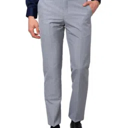 Park Avenue Grey Smart Fit Checks Trousers-picture-32