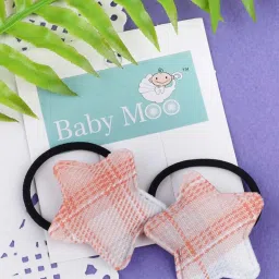 Baby Moo Kids Peach & White Chequered Rubber Band image 1