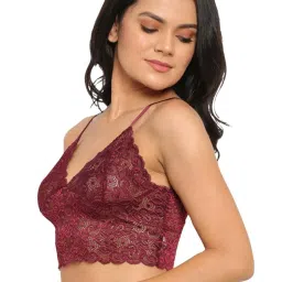 N-Gal Maroon & NavyBlue Lace Work Bralette Bras - Pack Of 2 image 3
