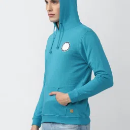 Van Heusen Blue Slim Fit Hooded SweatShirt image 3