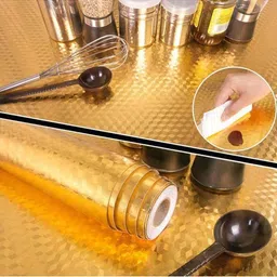 Aura Gold Hexa Self Printed Self Adhesive Wall Sticker 200CM x 60CM image 2