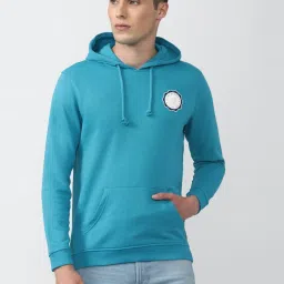 Van Heusen Blue Slim Fit Hooded SweatShirt image 1
