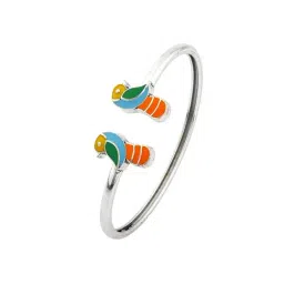 Voylla Silver Madhubani Pakhi Oxidised Enamel Classic Bangle-image-12