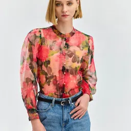 Cover Story Pink Floral Regular Top image 1