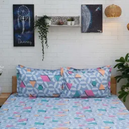 Ariana Blue Microfibre 120 TC Queen Bedsheet with 2 Pillow Covers image 3