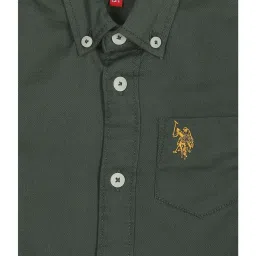 U.S. Polo Assn. Kids Olive Solid Full Sleeves Shirt image 3