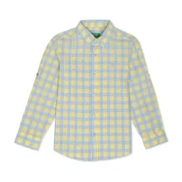 United Colors of Benetton Kids Yellow & Blue Chequered Shirt-picture-20