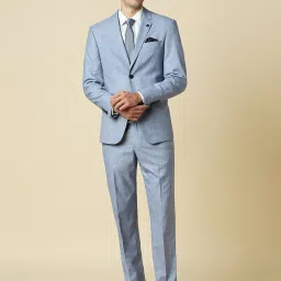 Allen Solly Blue Slim Fit Texture Two Piece Suit image 1