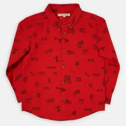 Angel & Rocket Kids Red Cotton Printed Full Sleeves Shirt-picture-37