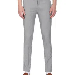 Arrow New York Grey Slim Fit Self Pattern Trousers-picture-19