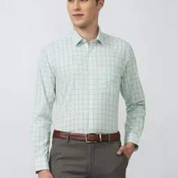 Peter England Green Regular Fit Checks Shirt-picture-27