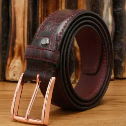 Louis Stitch Maroon Textured Leather Casual Belt for Men image 1