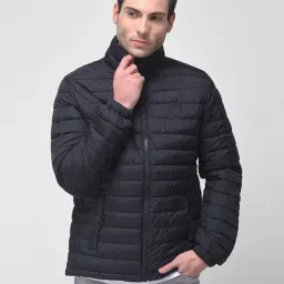 Woodland Navy Regular Fit Quilted Jacket-image-11