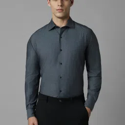 Louis Philippe Grey Cotton Regular Fit Printed Shirt image 1