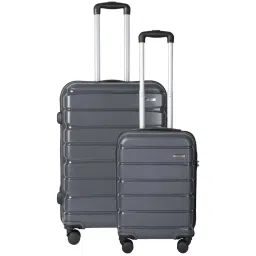 Teakwood Leathers Grey 8 Wheels Medium Hard Cabin Trolley Bag image 1