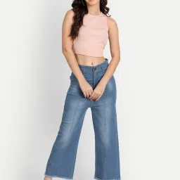 Angelfab Sky Blue Cotton Relaxed Fit High Rise Jeans image 3