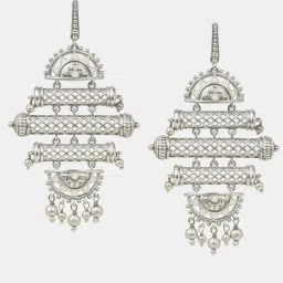 Shaya Rani Udaymati Srasta Step Earrings in Oxidised 925 Silver image 1